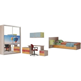 עוד עלחדר ילדים קומפלט דגם קקטוס כולל מיטה שולחן כתיבה 6 מגירות + כוורות  וארון הזזה עם הדפס