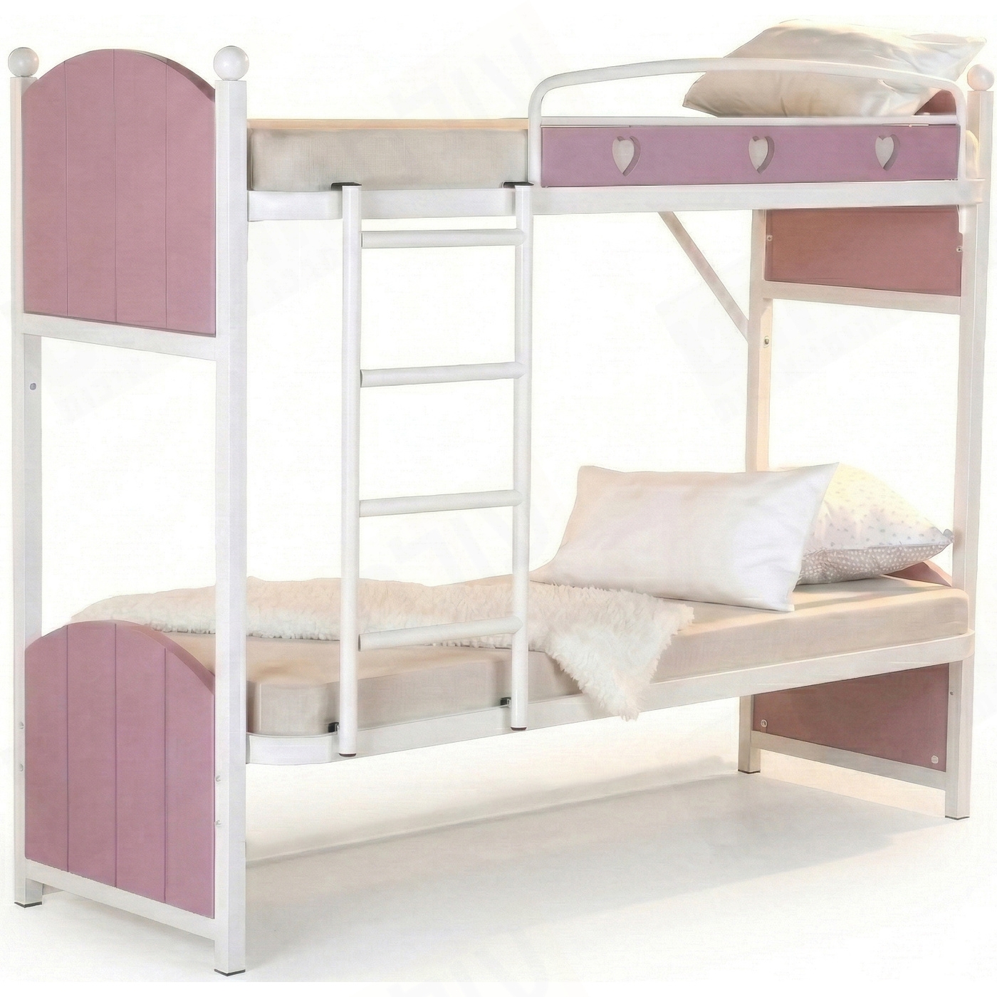 מיטת קומותיים כפולה עם הייריזר דגם מקסי לבבות