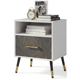 עוד עלשידת לילה מעוצבת מגירה אחת + תא פתוח דגם דוונצ'י