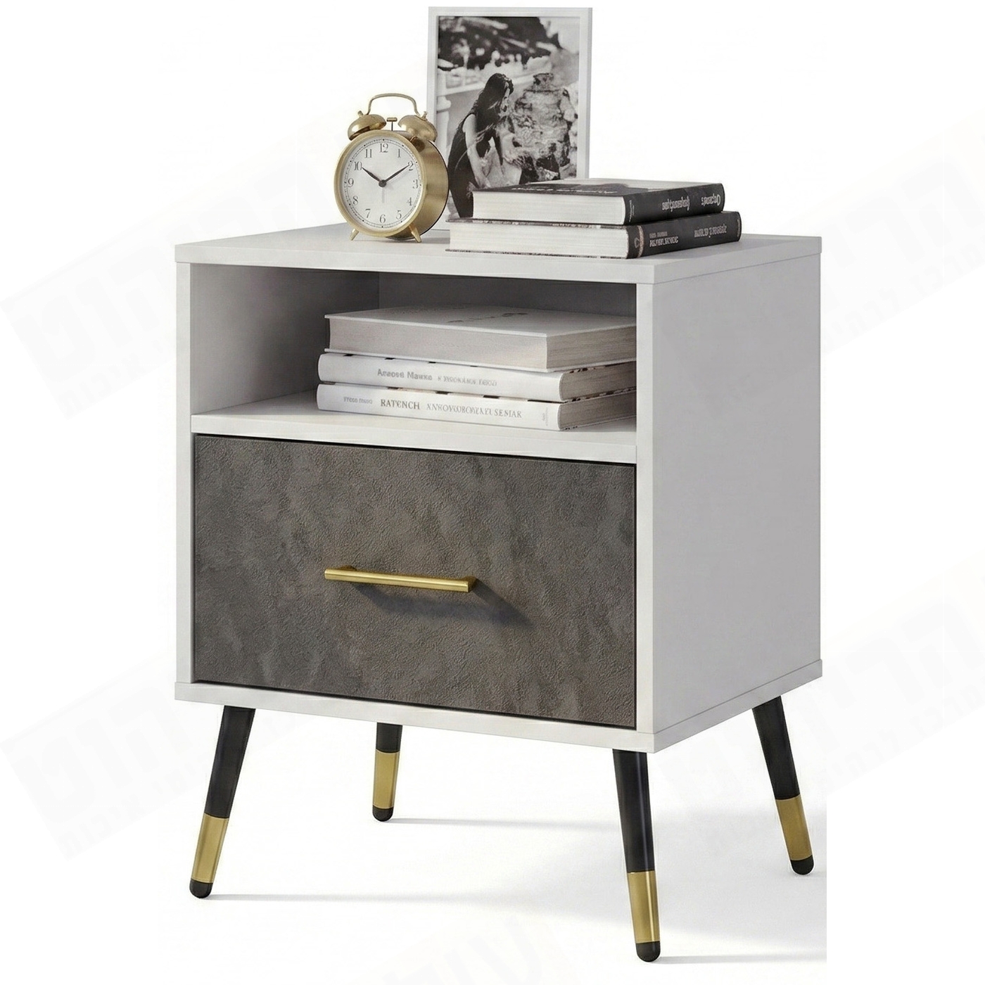 שידת לילה מעוצבת מגירה אחת + תא פתוח דגם דוונצ'י