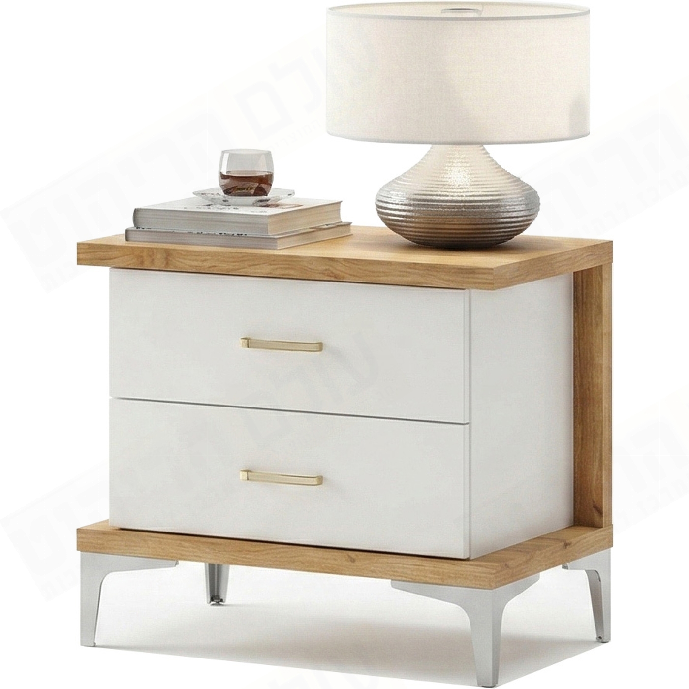 שידת לילה מעוצבת 2 מגירות