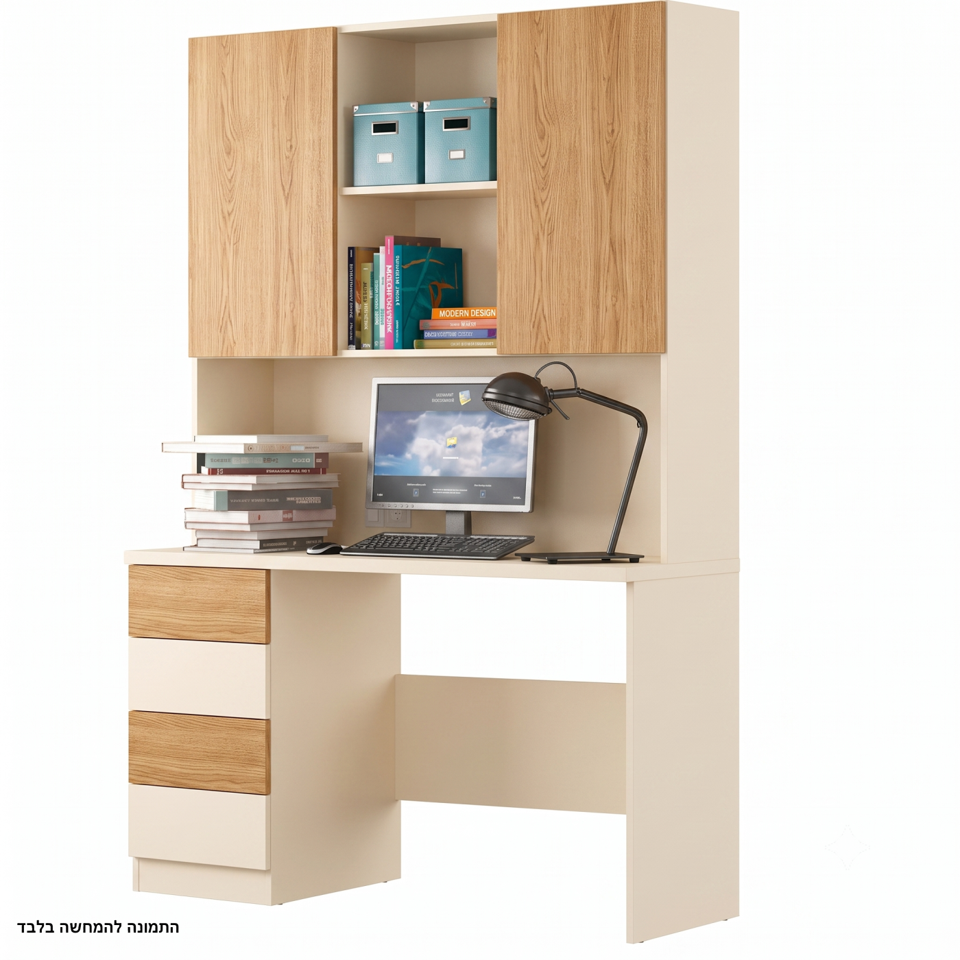 שולחן עבודה כולל כוננית MDF איכותי דגם ורד שרטוט 2