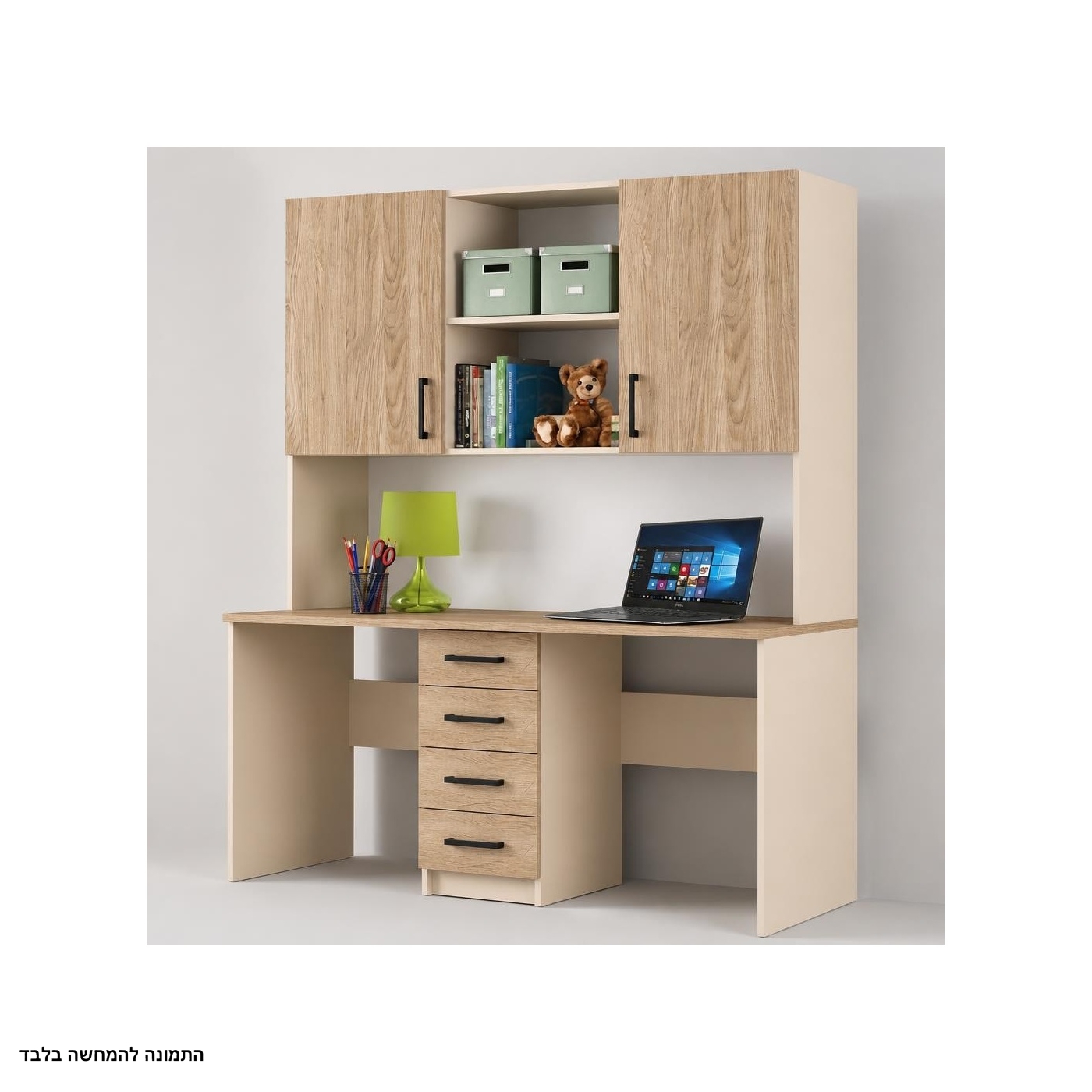 שולחן עבודה כולל כוננית MDF איכותי דגם ורד שרטוט 3