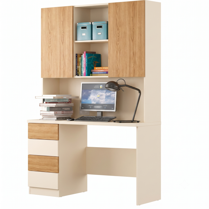 שולחן עבודה כולל כוננית MDF איכותי דגם ורד שרטוט 2